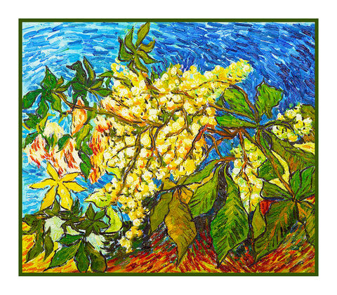Chestnut Tree Blossoms inspired by Impressionist Vincent Van Gogh's Painting Counted Cross Stitch Pattern