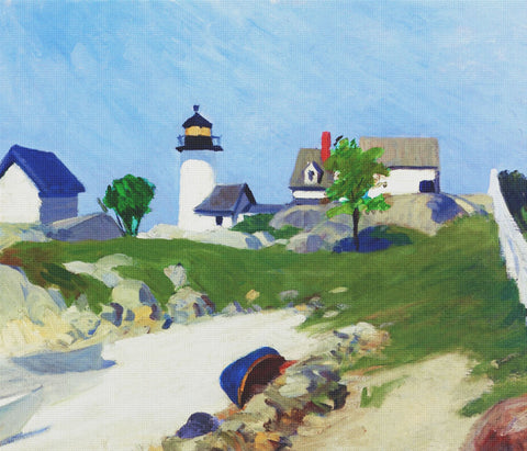 Squam Lighthouse by American Edward Hopper Counted Cross Stitch Pattern