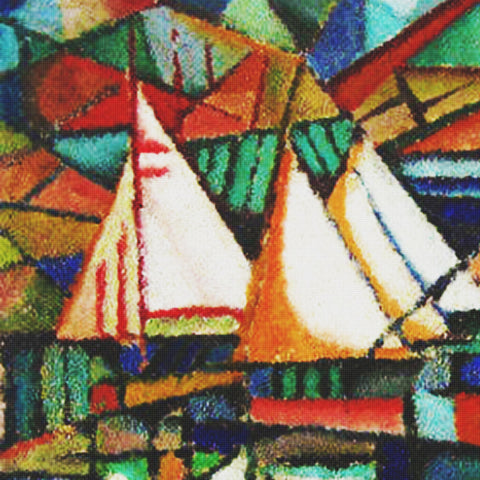 Abstract Sailboats in Harbor Detail by Amadeo de Souza-Cardoso Counted Cross Stitch Pattern