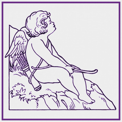 Contemporary Cupid With Arrow Sew So Simple Counted Cross Stitch Pattern
