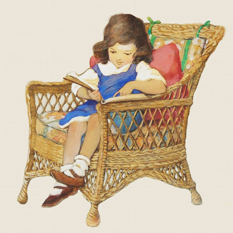 Enjoying a Good Book! By Jessie Willcox Smith Counted Cross Stitch Pattern
