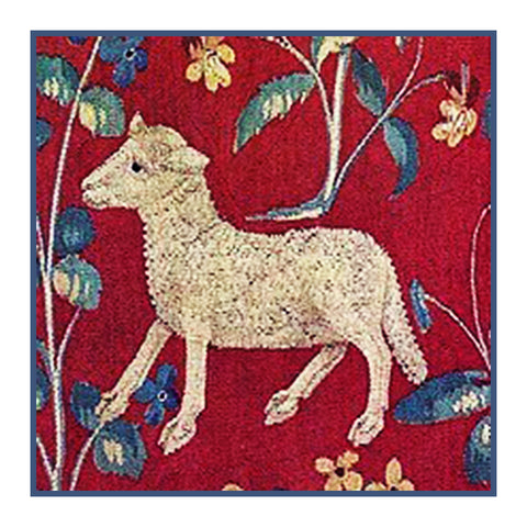 Lamb Detail from the Lady and The Unicorn Tapestries Counted Cross Stitch Pattern