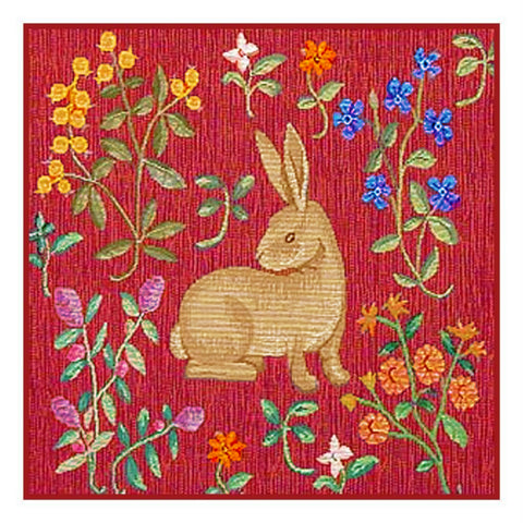 Resting Rabbit Detail from the Lady and The Unicorn Tapestries Counted Cross Stitch Pattern