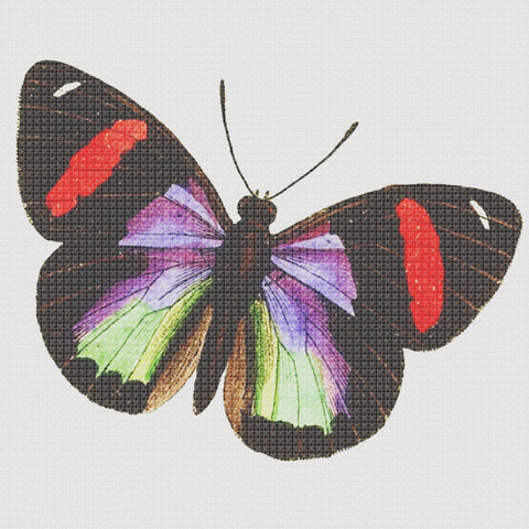 Colorful Rainbow Butterfly in Flight Counted Cross Stitch Pattern DIGITAL DOWNLOAD