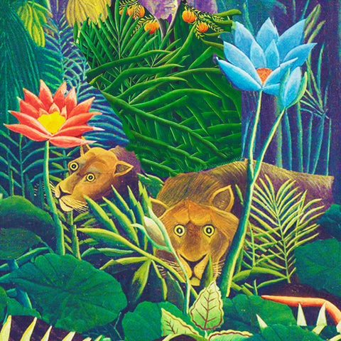 2 Lions From The Dream Detail by Henri Rousseau Counted Cross Stitch Pattern