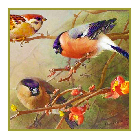 Sparrows and a Bullfinch By Naturalist Archibald Thorburn's Bird Counted Cross Stitch Pattern