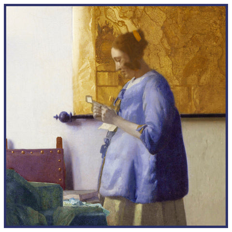 Girl Reading a Letter  by Johannes Vermeer Counted Cross Stitch Pattern