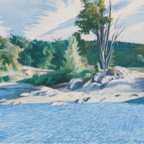 White River at Sharon Detail by American Edward Hopper Counted Cross Stitch Pattern