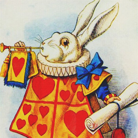 Tenniel's The White Rabbit Square Detail from Alice's Adventures in Wonderland Counted Cross Stitch Pattern