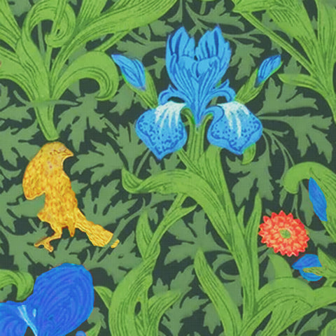 Blue Iris by Arts and Crafts Movement Founder William Morris Counted Cross Stitch Pattern