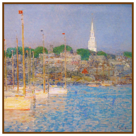 Cat Boats at Newport Rhode Island by American Impressionist Painter Childe Hassam Counted Cross Stitch Pattern