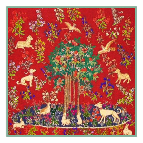 Tree with Animals Detail from the Lady and The Unicorn Tapestries Counted Cross Stitch Pattern