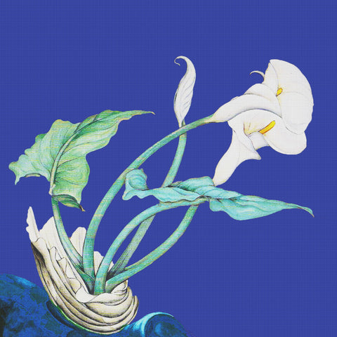 White Calla Lily Flowers -Square by American Artist Charles Demuth Counted Cross Stitch Pattern