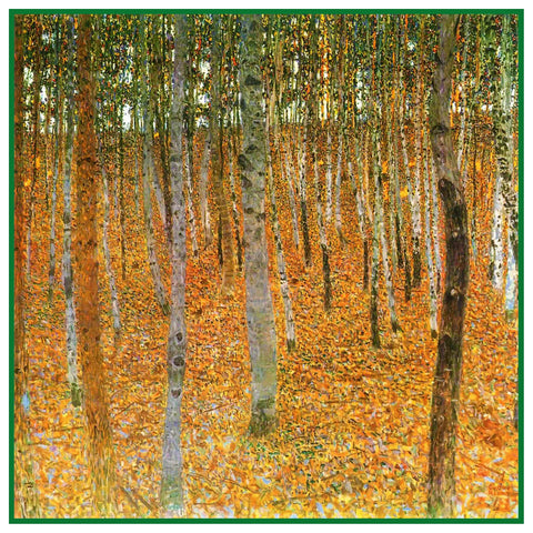 Gustav Klimt Trees in Beech Forest Counted Cross Stitch Pattern