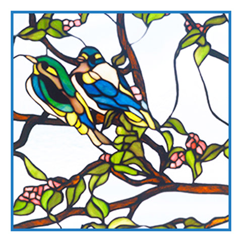 Bluebird Birds inspired by the work of Art Nouveau and Stained Glass Artist Louis Comfort Tiffany  Counted Cross Stitch Pattern
