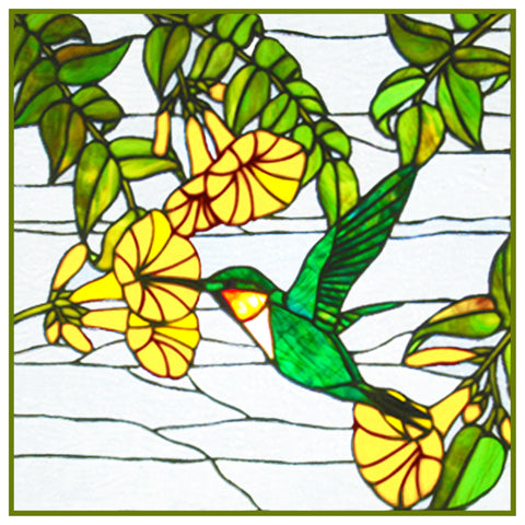 Hummingbird Flower detail inspired by Louis Comfort Tiffany  Counted Cross Stitch Pattern  DIGITAL DOWNLOAD
