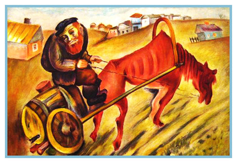 The Village Oil Seller by Russian Artist  Issachar Ber Ryback's Counted Cross Stitch Pattern