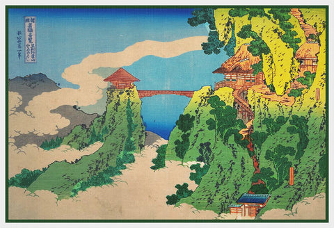 Asian Japanese Hanging Cloud Bridge by Hokusai Counted Cross Stitch Pattern