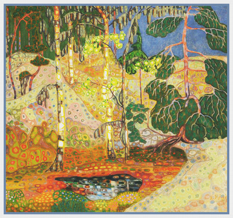A Norwegian Landscape by Artist Konrad Magi Counted Cross Stitch Pattern