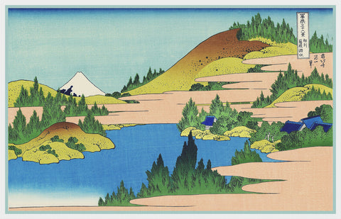 Asian Japanese Lake of Hakone in Segami by Hokusai Counted Cross Stitch Pattern