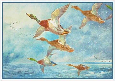 Archibald Thorburn Ducks in Flight Counted Cross Stitch Pattern DIGITAL DOWNLOAD