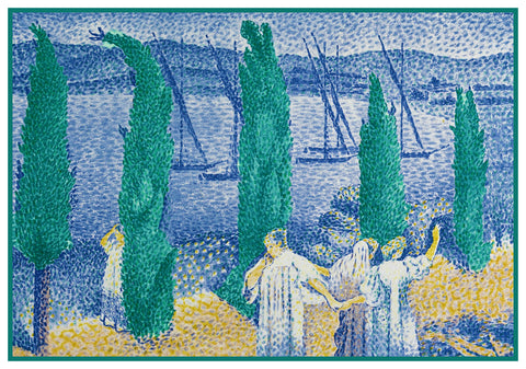 Henri-Edmond Cross Cypresses by the River Orenco Originals Counted Cross Stitch Pattern