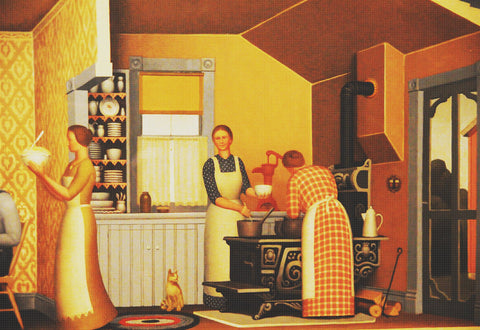 The Threshers Kitchen Detail by American Painter Grant Wood Counted Cross Stitch Pattern DIGITAL DOWNLOAD