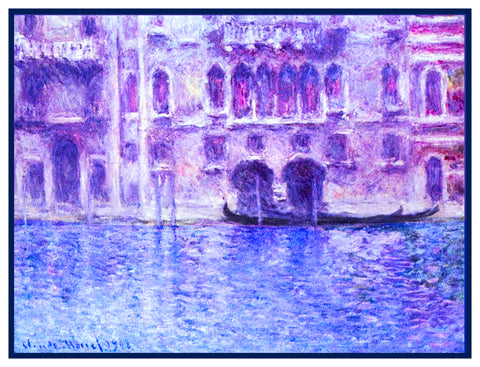 The Venice Canals inspired by Claude Monet's impressionist painting Counted Cross Stitch Pattern
