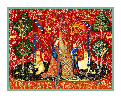 Hearing Panel from the Lady and The Unicorn Tapestries Counted Cross Stitch Pattern