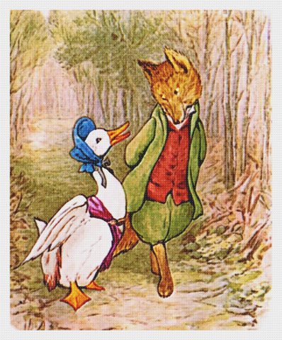 Jemima Puddle Duck and Fox Take a Walk inspired by Beatrix Potter Counted Cross Stitch Pattern DIGITAL DOWNLOAD