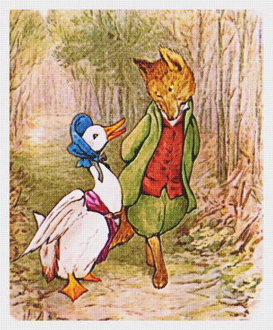 Jemima Puddle Duck and Fox Take a Walk inspired by Beatrix Potter Counted Cross Stitch Pattern
