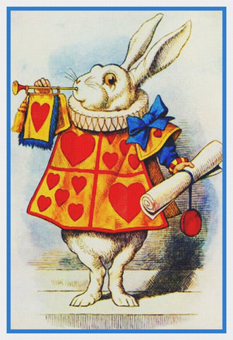 Tenniel's The White Rabbit from Alice's Adventures in Wonderland Counted Cross Stitch Pattern