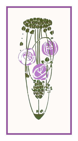 Charles Rennie Mackintosh's Lavender Rose Flowers Counted Cross Stitch Pattern DIGITAL DOWNLOAD