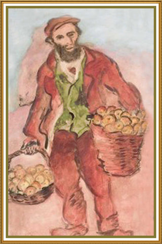 Man Going to Village Market by Russian Artist  Issachar Ber Ryback's Counted Cross Stitch Pattern