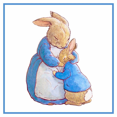 Mama Bunny Hugs Peter Rabbit inspired by Beatrix Potter Counted Cross Stitch Pattern DIGITAL DOWNLOAD