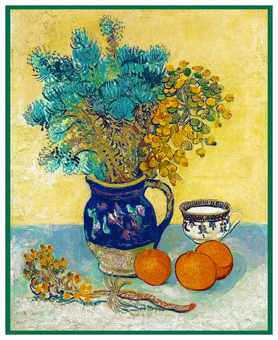Still Life Dried Flowers by Impressionist Artist Vincent Van Gogh Counted Cross Stitch Pattern