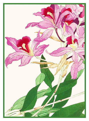 Tanigami Konan Asian Pink Lily Flower Counted Cross Stitch Pattern