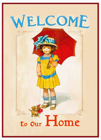 Bessie Pease Gutmann Young Girl Welcome To My Home Counted Cross Stitch Pattern