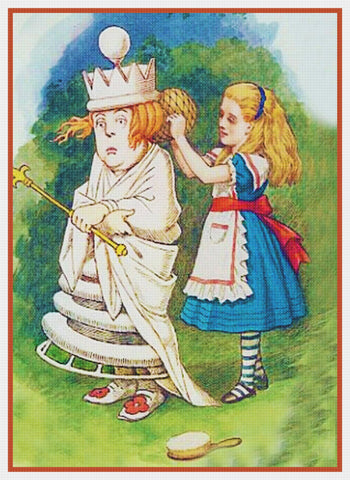 Tenniel's  White Queen Alice in Wonderland Counted Cross Stitch Chart Pattern DIGITAL DOWNLOAD
