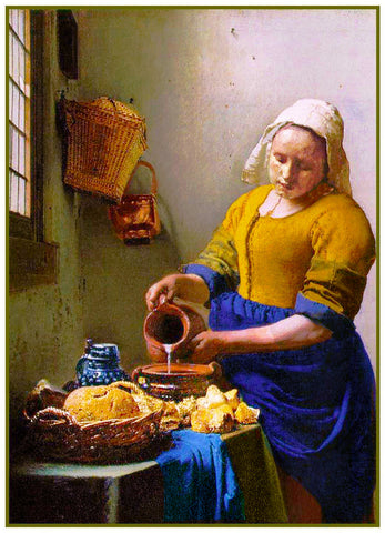 The Milk Maid by Johannes Vermeer Counted Cross Stitch Pattern