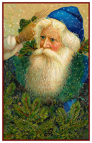 Father Christmas St. Nick Santa In Blue Cap Counted Cross Stitch Pattern DIGITAL DOWNLOAD