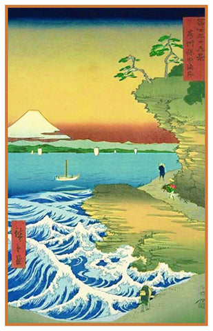 Japanese Hiroshige Hoda Coast Awa Province Asian Counted Cross Stitch Pattern
