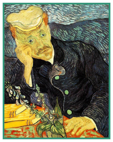 Portrait of DR. Gachet by Vincent Van Gogh Counted Cross Stitch Pattern
