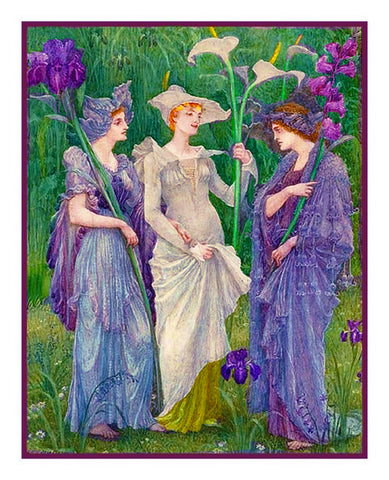 Ensigns of Spring by Arts and Crafts Artist Walter Crane Counted Cross Stitch Pattern DIGITAL DOWNLOAD