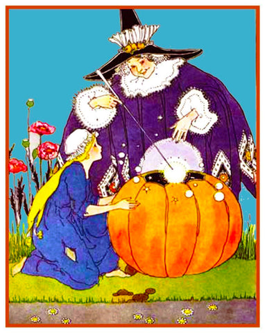Halloween Witch Pumpkin by Margaret Evans Price Counted Cross Stitch Pattern