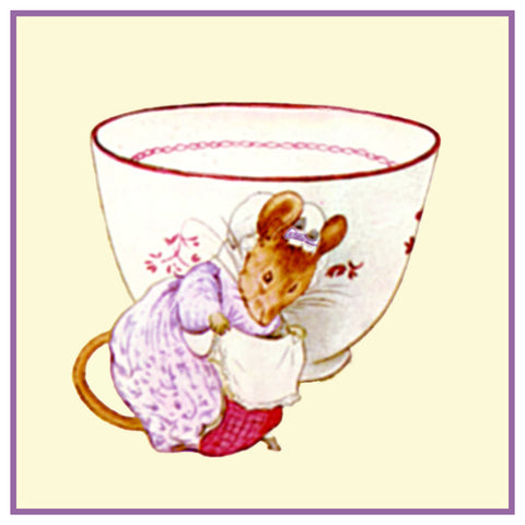 Lady Mouse Tea Cup inspired by Beatrix Potter Counted Cross Stitch Pattern