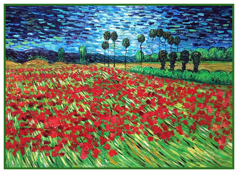 Field of Poppy Flowers by Vincent Van Gogh Counted Cross Stitch Pattern DIGITAL DOWNLOAD