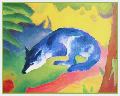 Blue Fox by Expressionist Artist Franz Marc Counted Cross Stitch Pattern DIGITAL DOWNLOAD