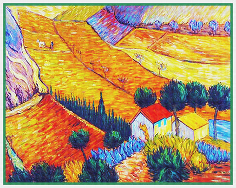 Farms in Arles France by Vincent Van Gogh Counted Cross Stitch Pattern