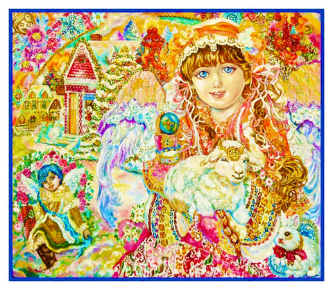 Angel with the Son of God and Lamb inspired by Yumi Sugai Counted Cross Stitch Pattern
